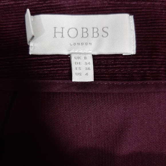 Hobbs Burgundy Skirt Size 8 A-Line Mini Cord Winter Staple - Picture 5 of 7